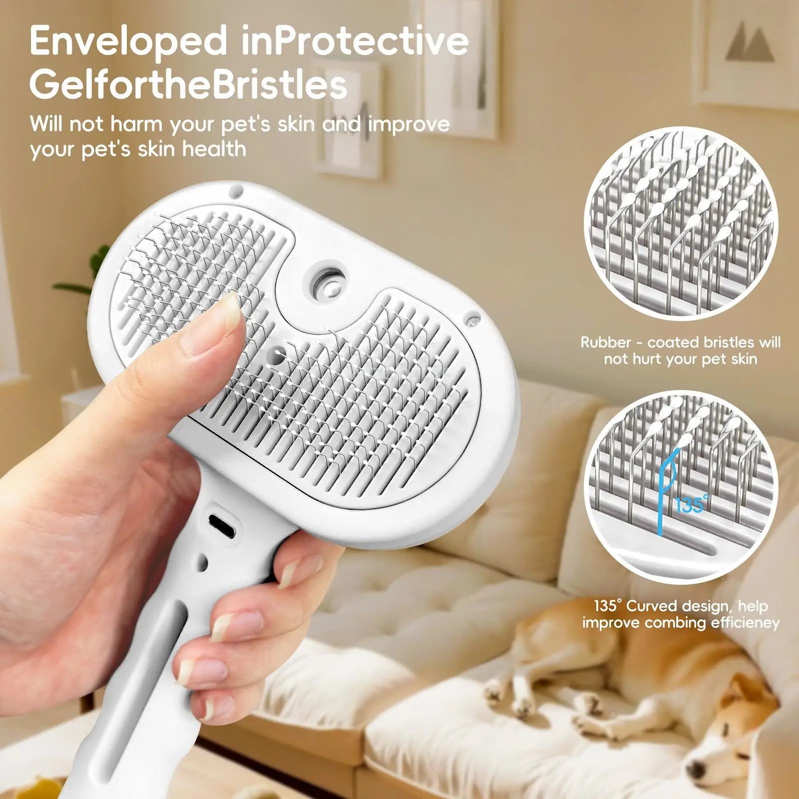 Steam Brush for Cats and Dogs Electric Vapor Tool with Vapor Function, Pet Grooming Pet Hair Remover Cat and Dog Accessories