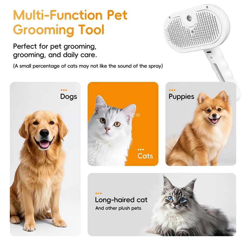 Steam Brush for Cats and Dogs Electric Vapor Tool with Vapor Function, Pet Grooming Pet Hair Remover Cat and Dog Accessories